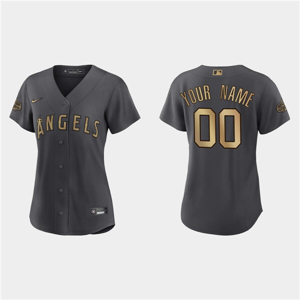 Women's Los Angeles Angels Active Player Custom Charcoal 2022 All-Star Stitched Baseball Jersey(Run Small)